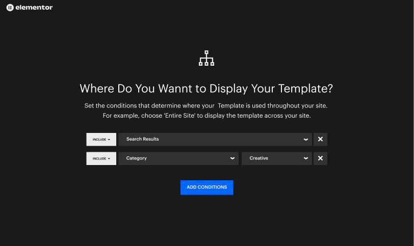 assign conditions to display templates on your website