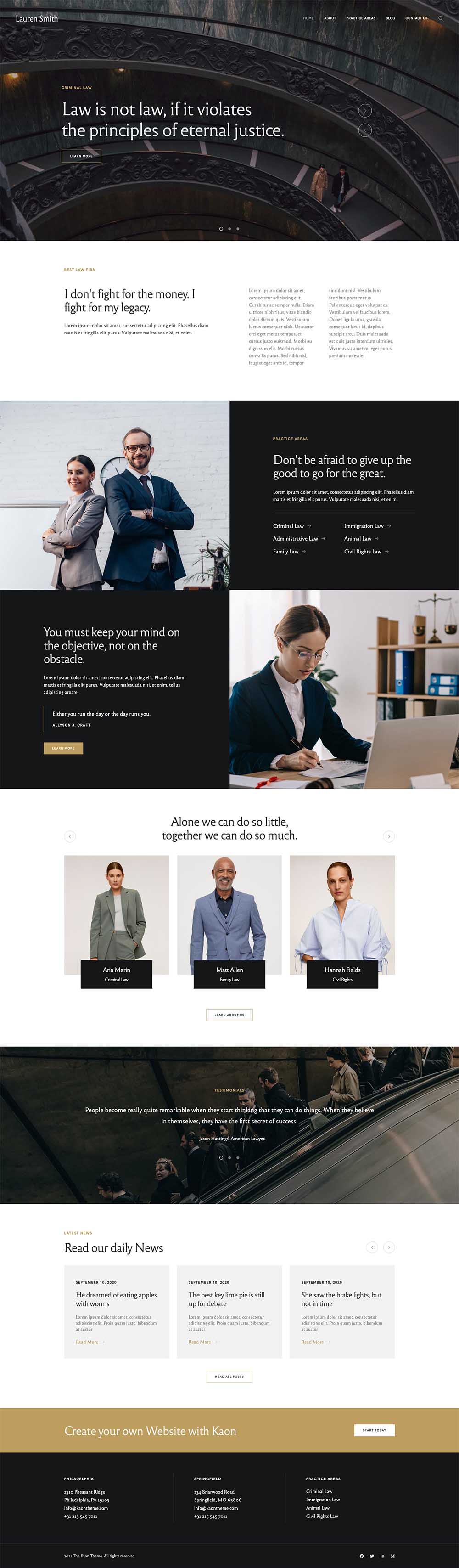 Lauren Smith – Lawyer and Law Firm Demo Website for WordPress