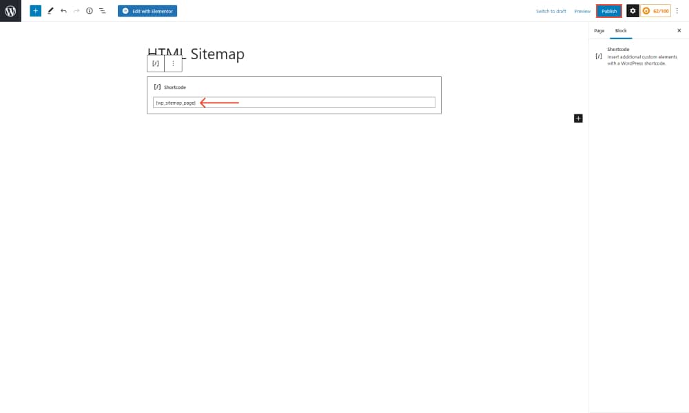 Publish the HTML Sitemap Page in WordPress 1