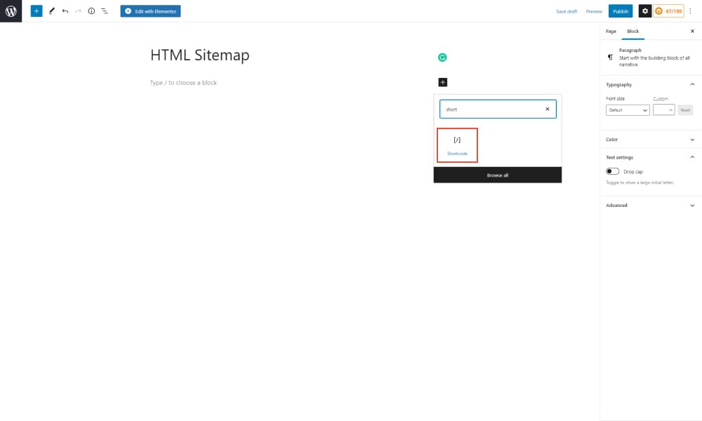 SHortcodes Creat an HTML Sitemap page in WordPress 1