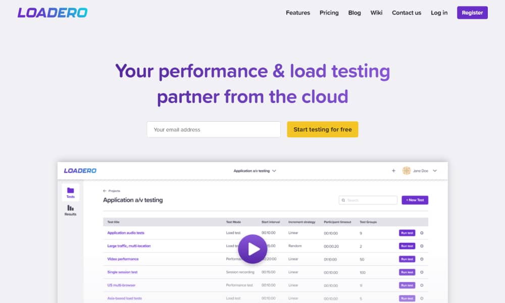 Loadero - Best performance testing tools for your website