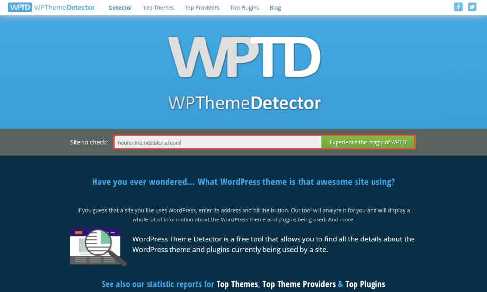 WordPress theme detector tool