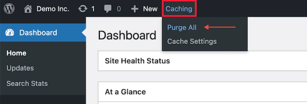 clear cache with bluehost