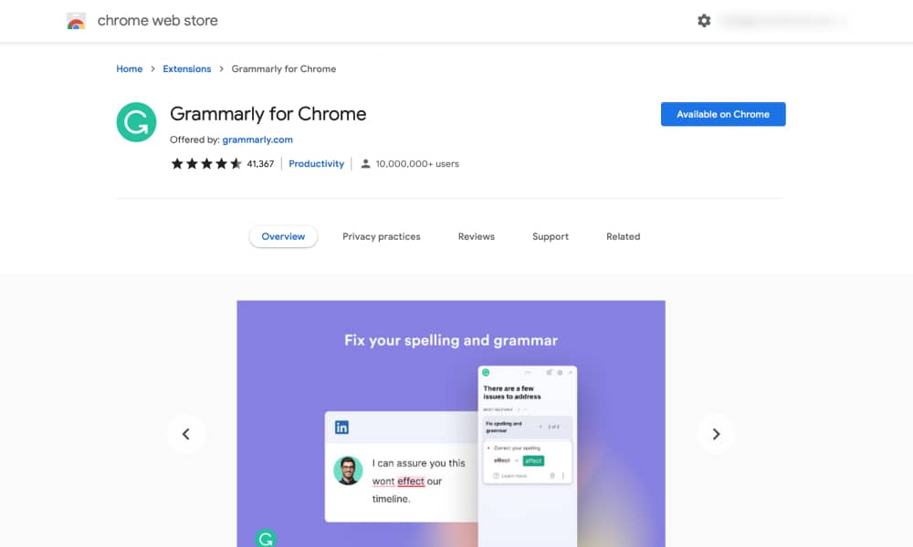 Grammarly - Best and most useful Google Chrome extensions for WordPress